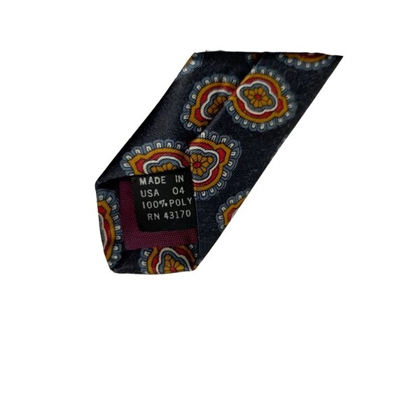 Geoffrey Beene Mens Vintage Tie Gray and Orange Paisley Pattern - Picture 6 of 7